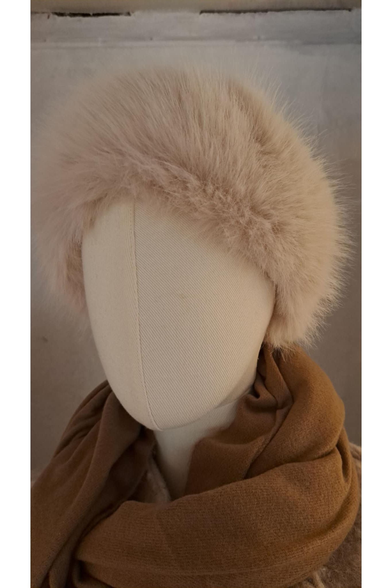 Haarband faux fur beige