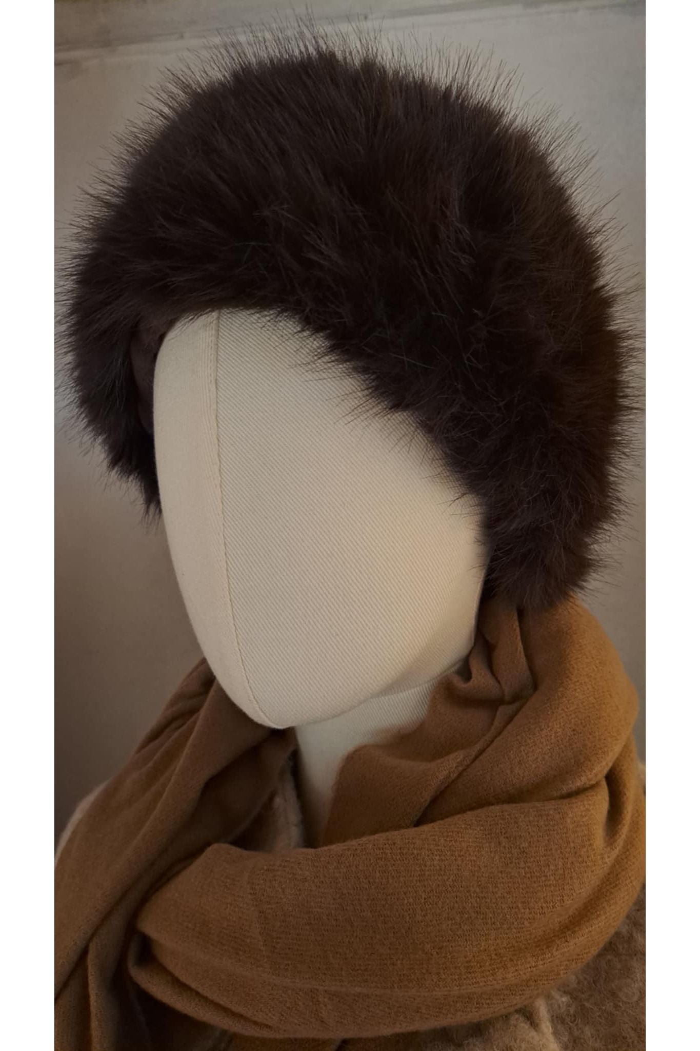 Haarband faux fur donker bruin
