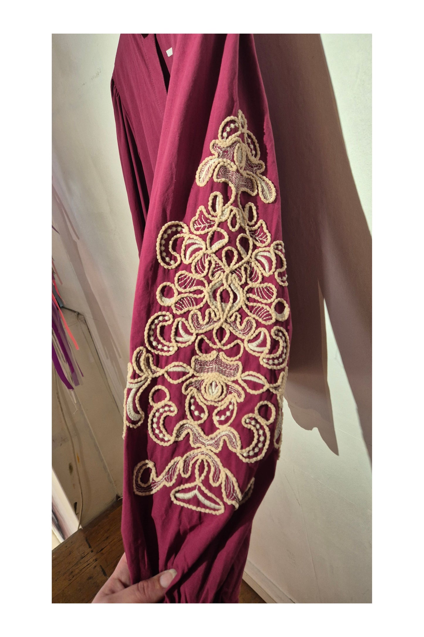 Wijnrode Blouse met Borduursel