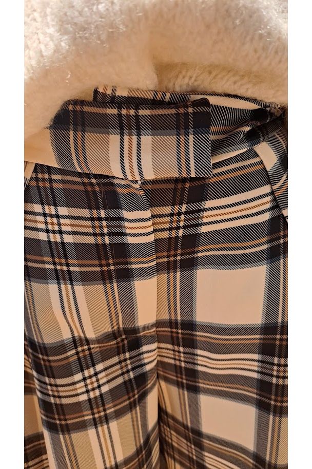 Geruite Palazzo-Broek Ecru