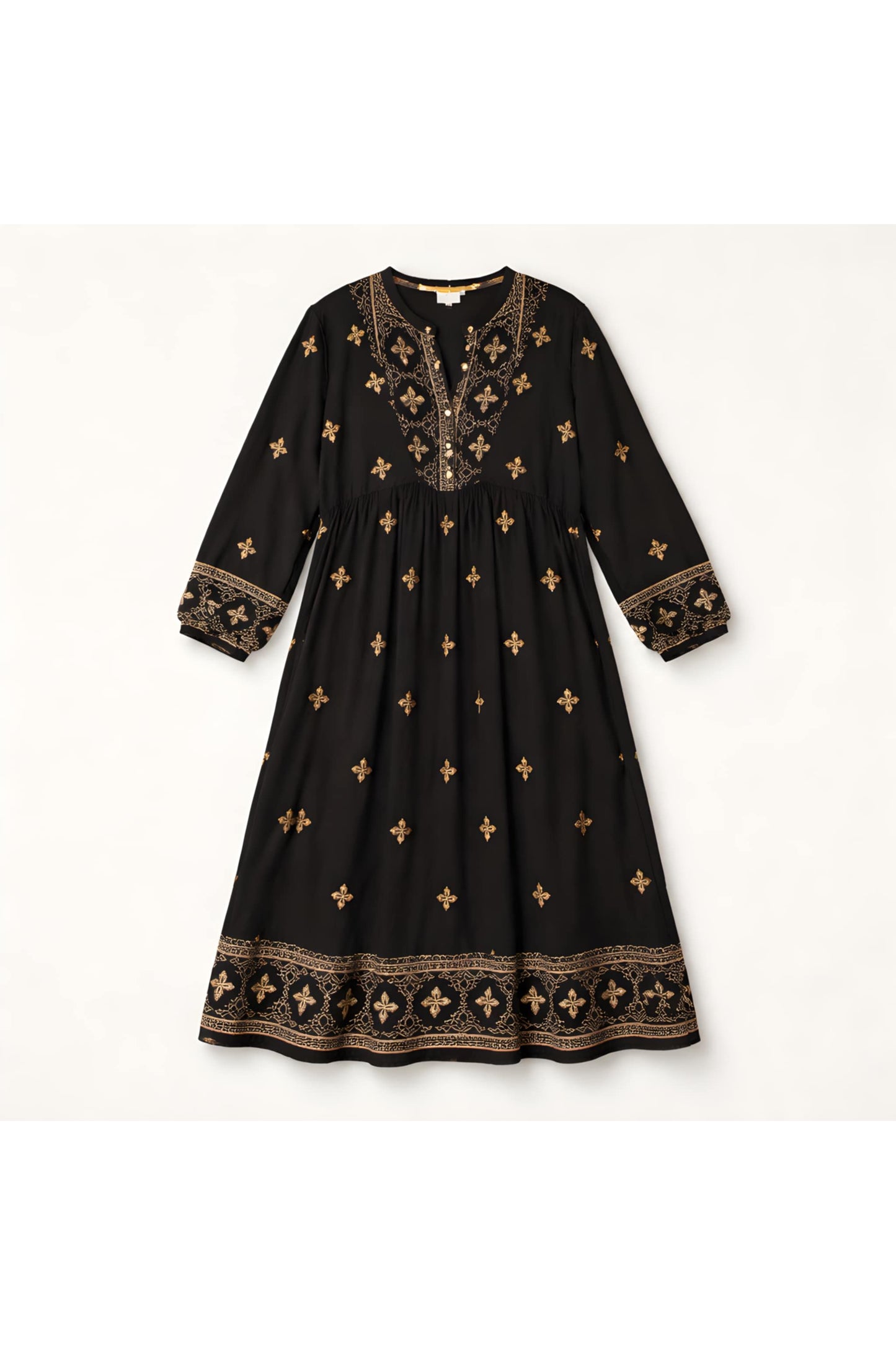 Lange jurk in een soepele viscosemix zwart