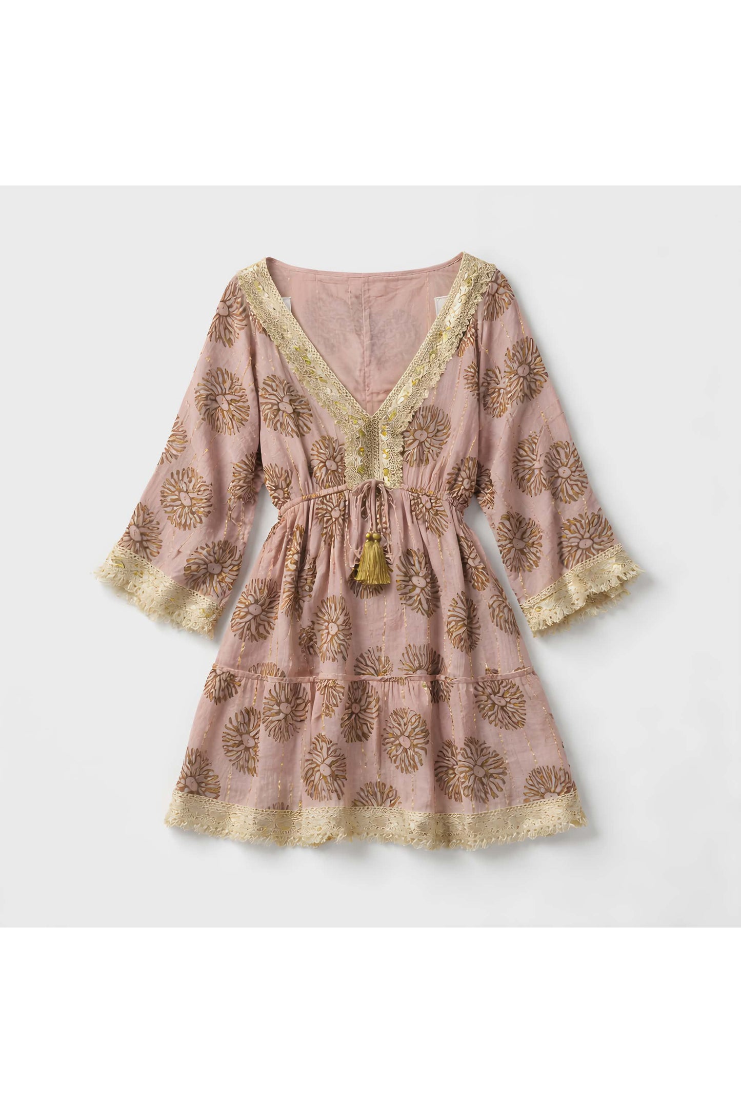 Korte Boho Jurk roze