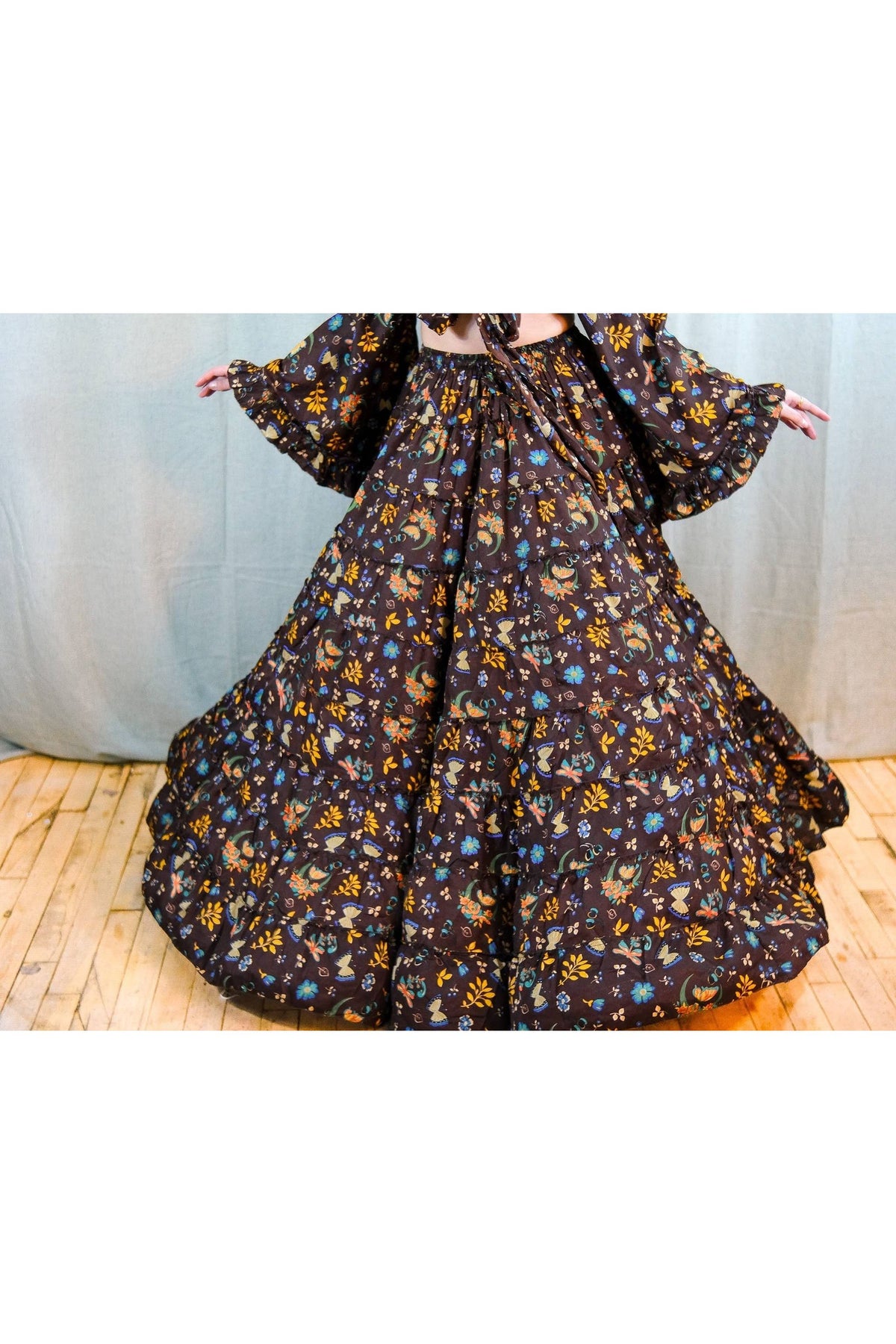 Boho silk maxi rok Bruin