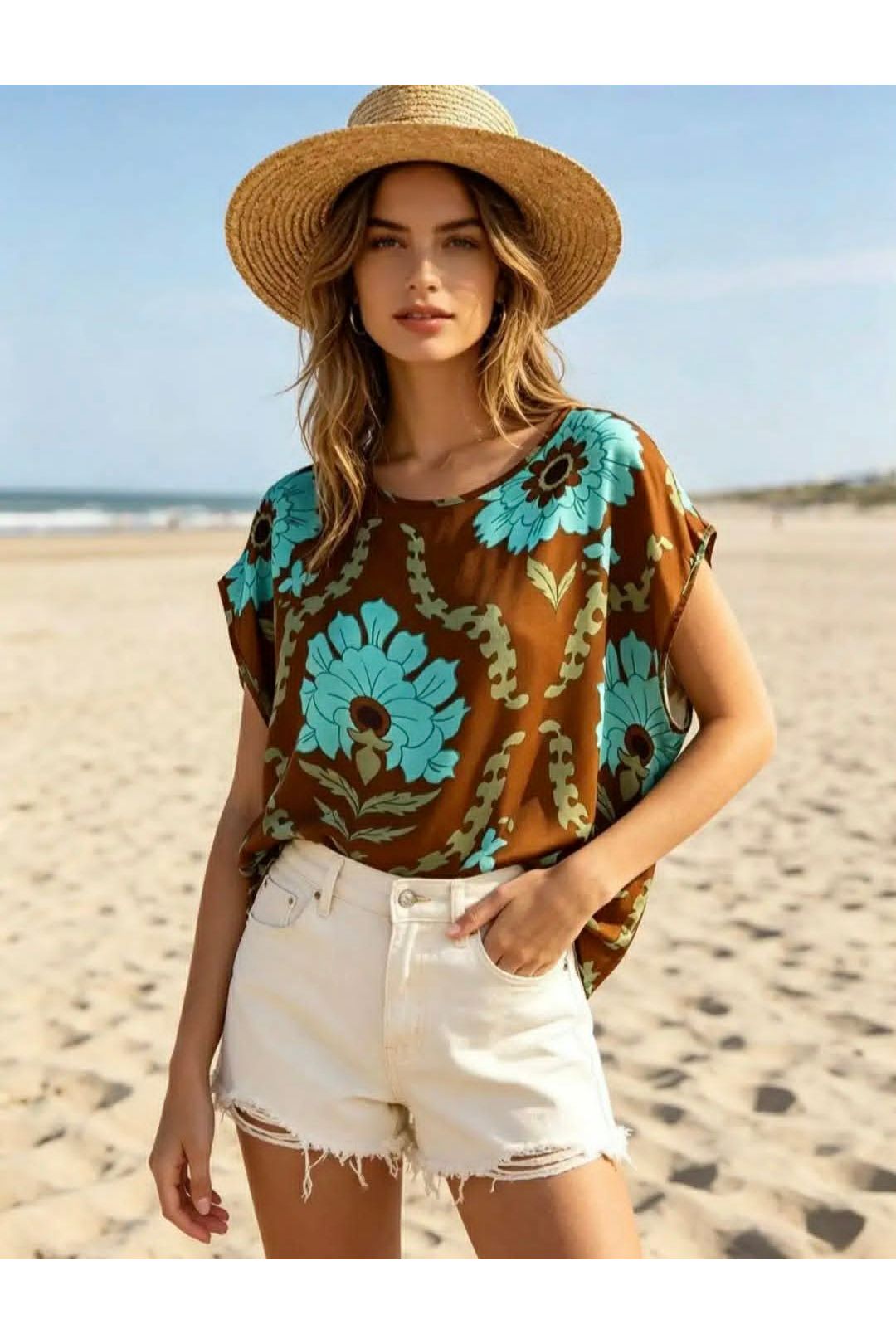 Boho Top Turquoise Bloom – Bruin