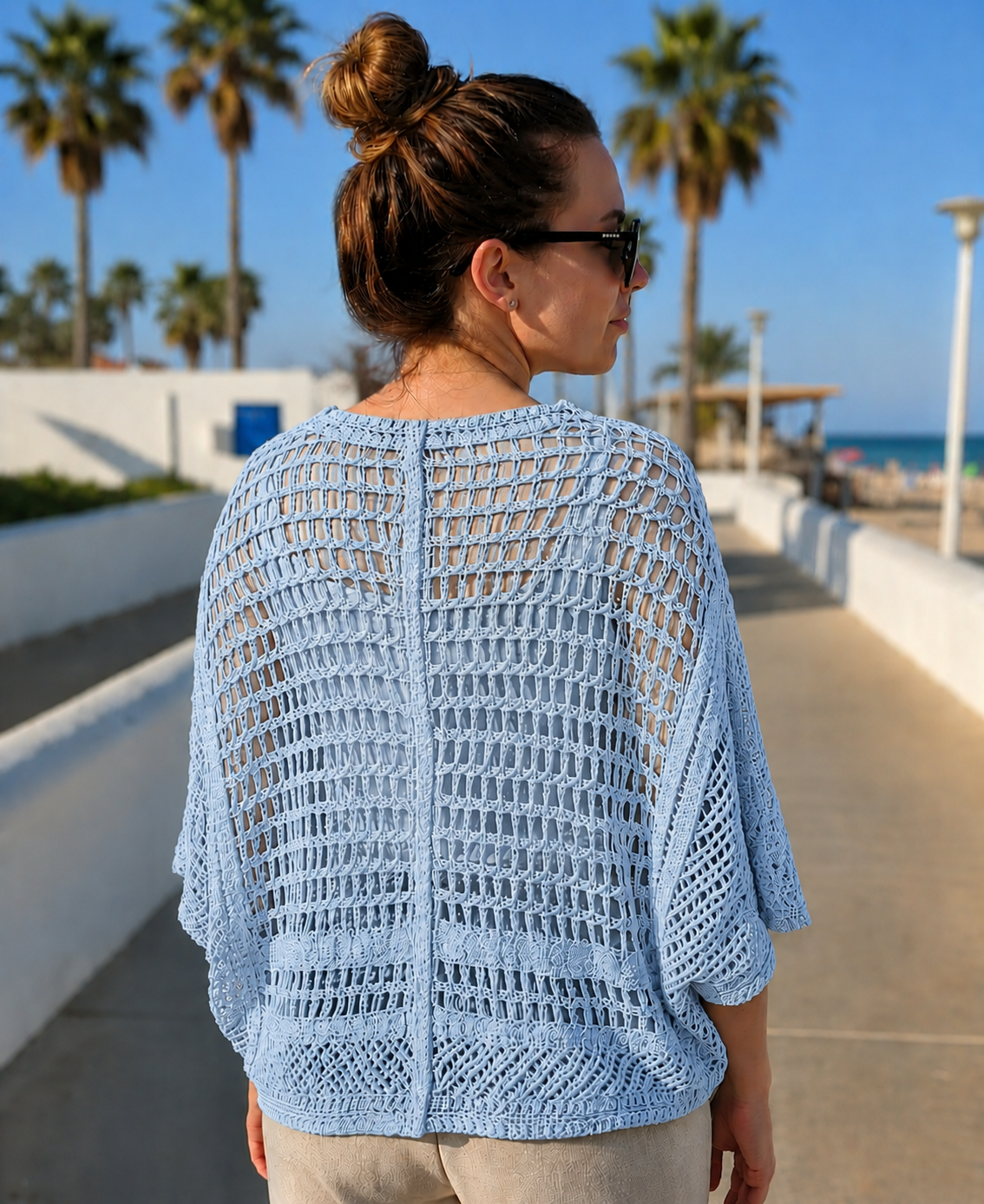 Boho Crochet Gilet Lichtblauw