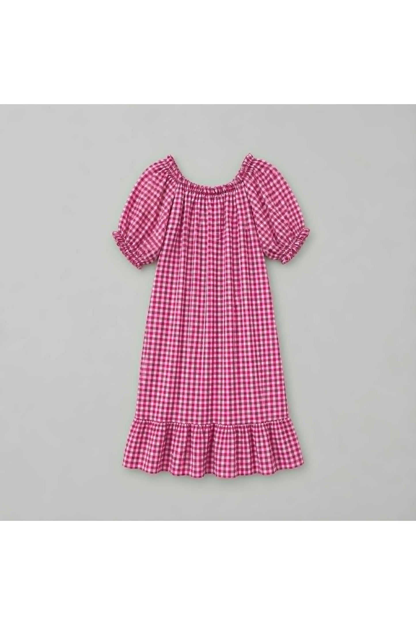 Gingham Midi Jurk Fuchsia