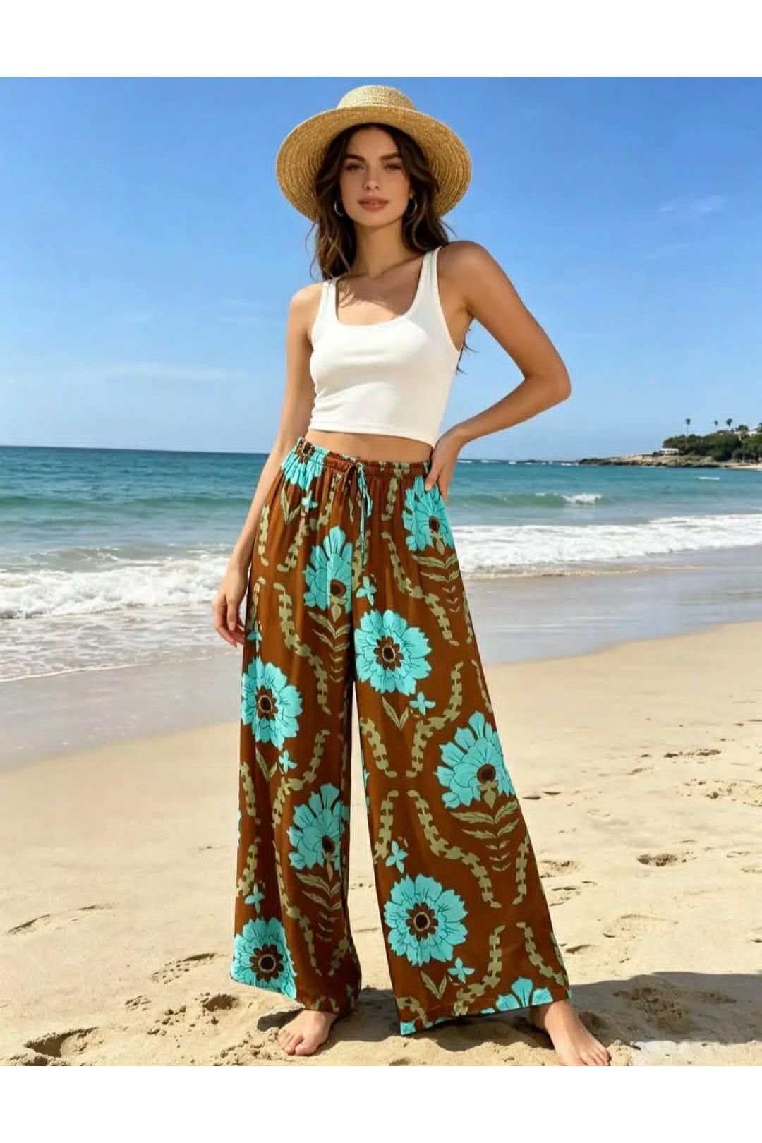 Sahara Bloom Broek Turquoise