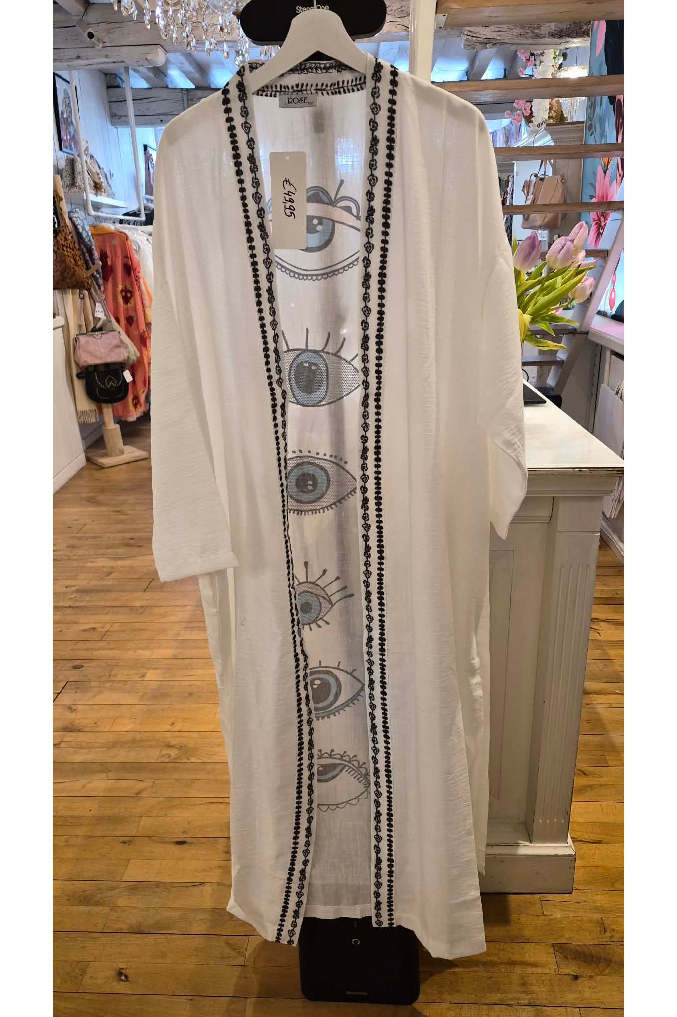 Bohemian kimono met eye print wit