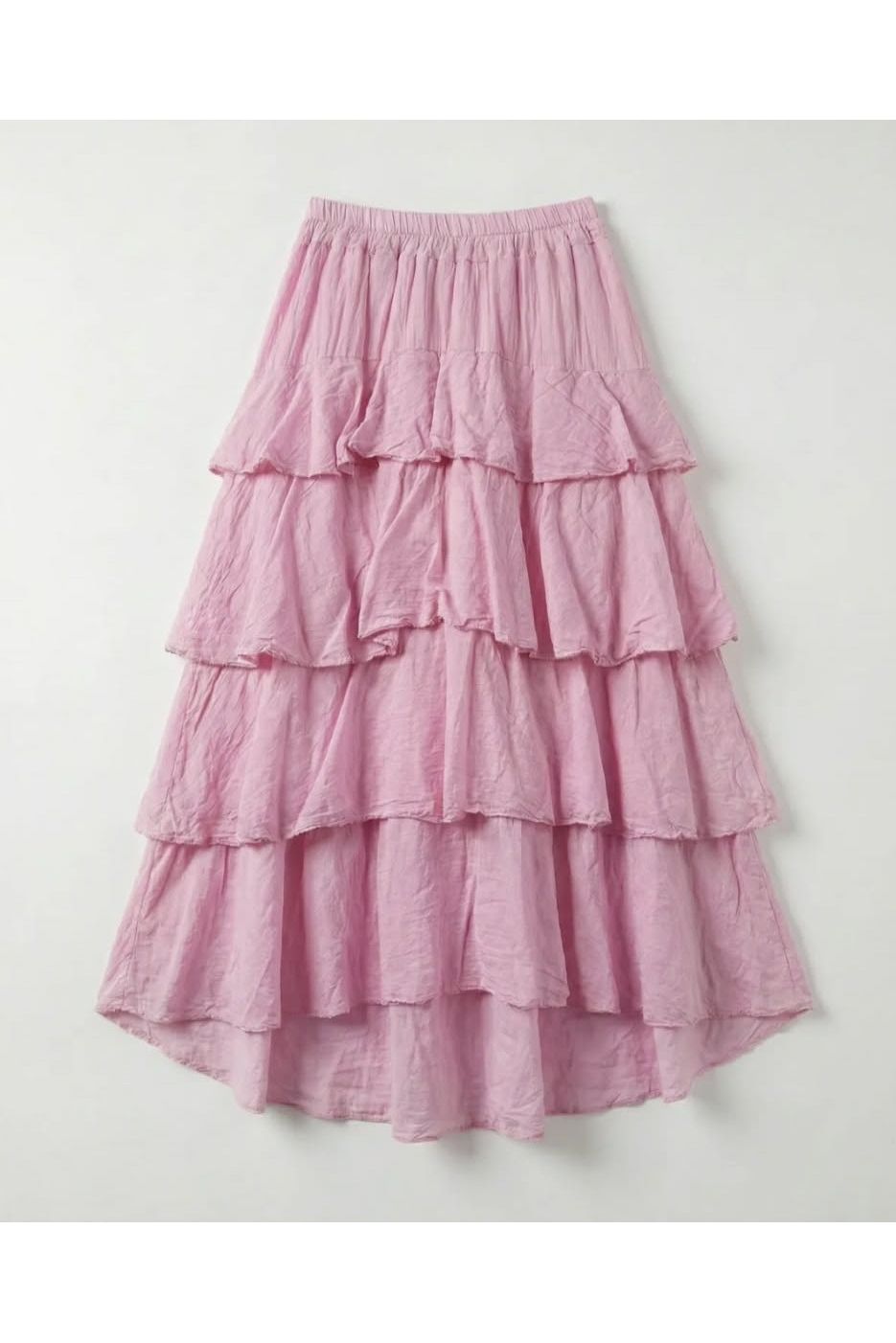 Bohemian Ruffle Maxi Rok Roze