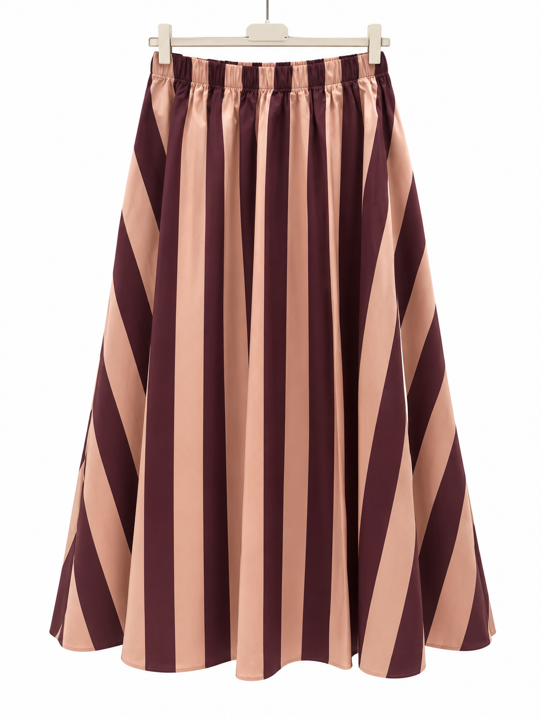 Stripe Midi Rok met Zakken Roze