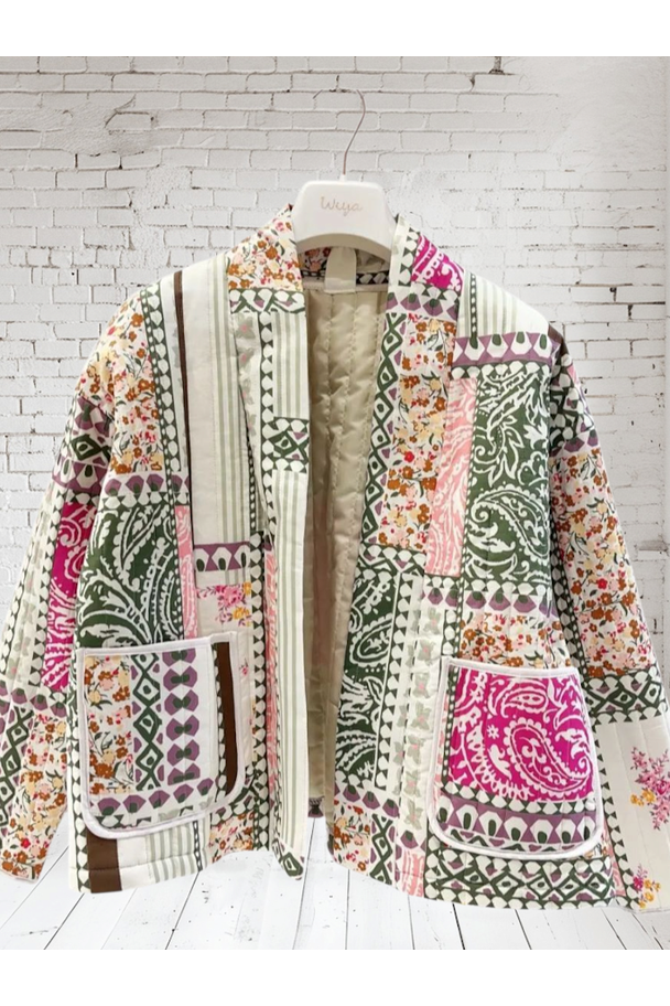 Jasje Gewatteerd Fushia/Kaki