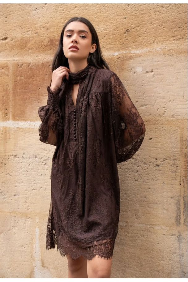 Jurk Bohemian Lace Bruin