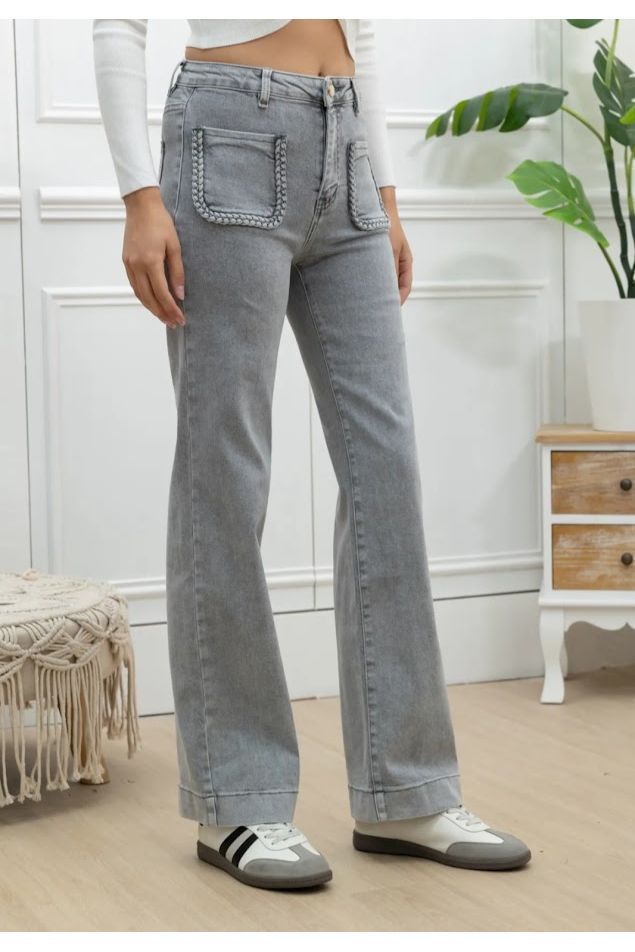 Boho-Jeans met Vlechtpockets – Grey Vintage