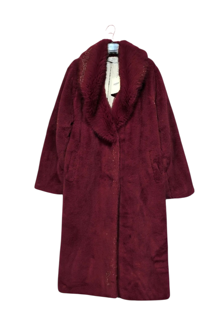 Lange mantel fake fur bordeaux