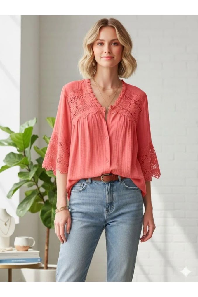 Luchtige boho bloes corail
