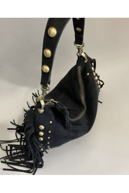 Boho Fringe Bag met Studs Zwart