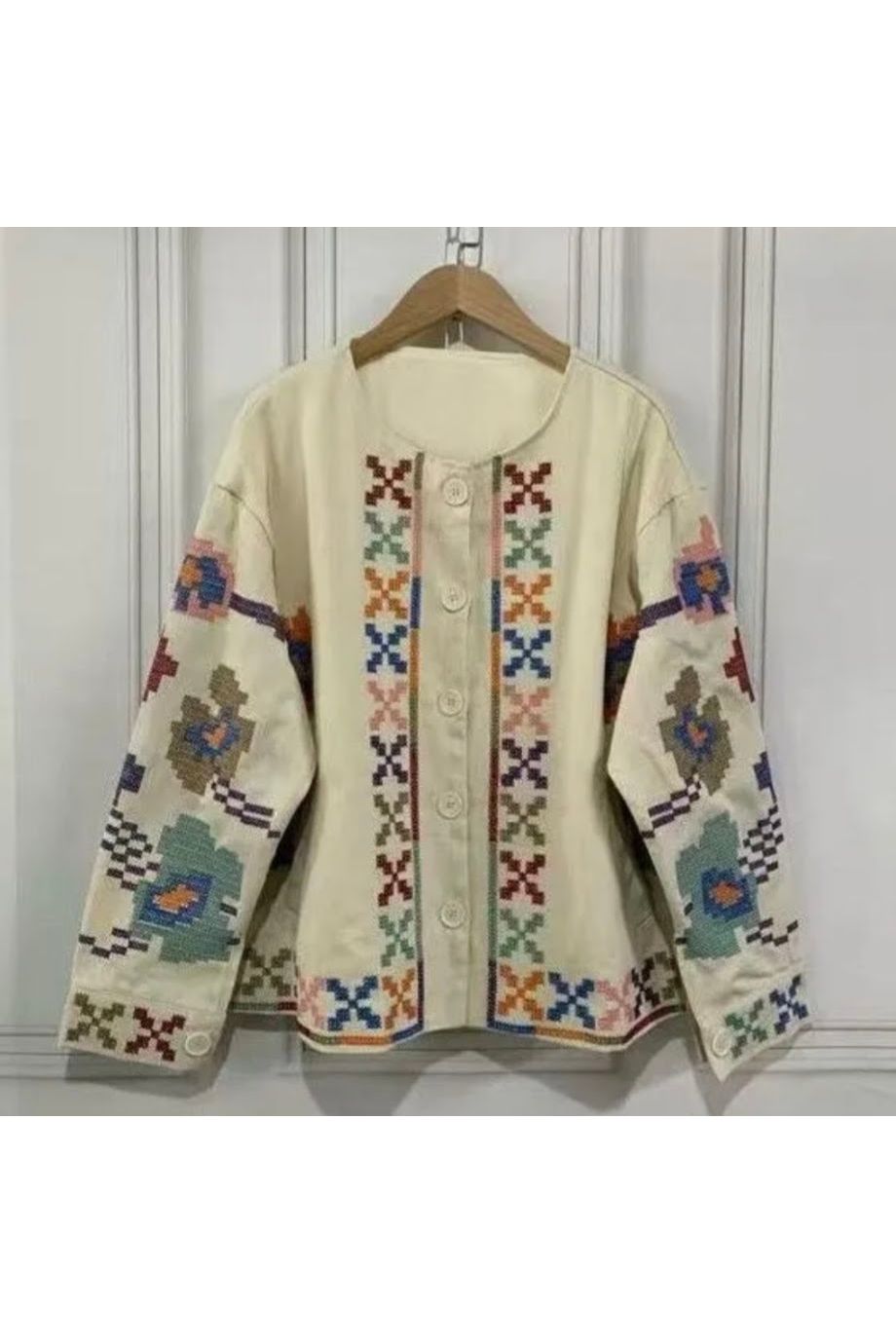 Boho Embroidery Jacket Off White