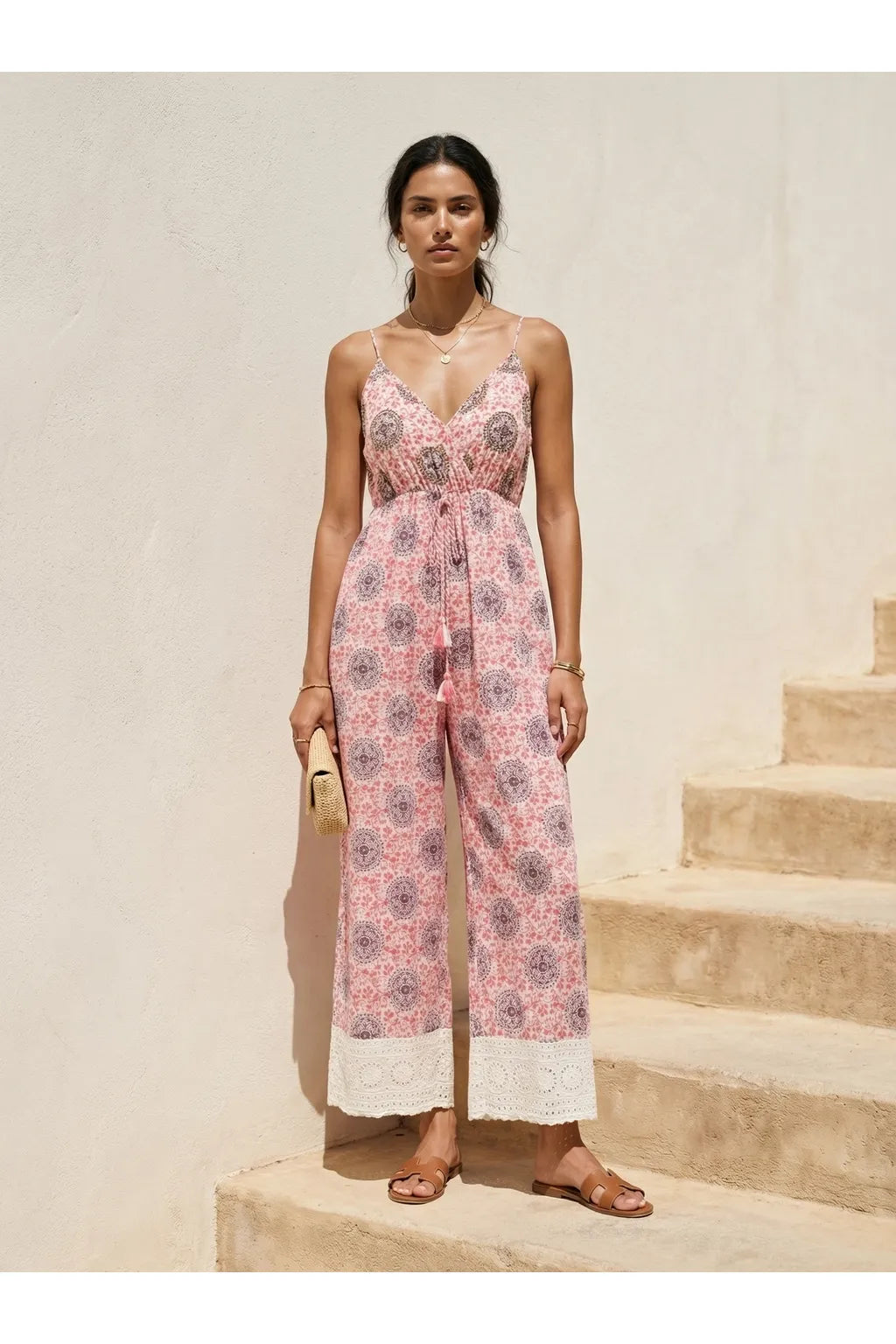 Sunset boho jumpsuit roze