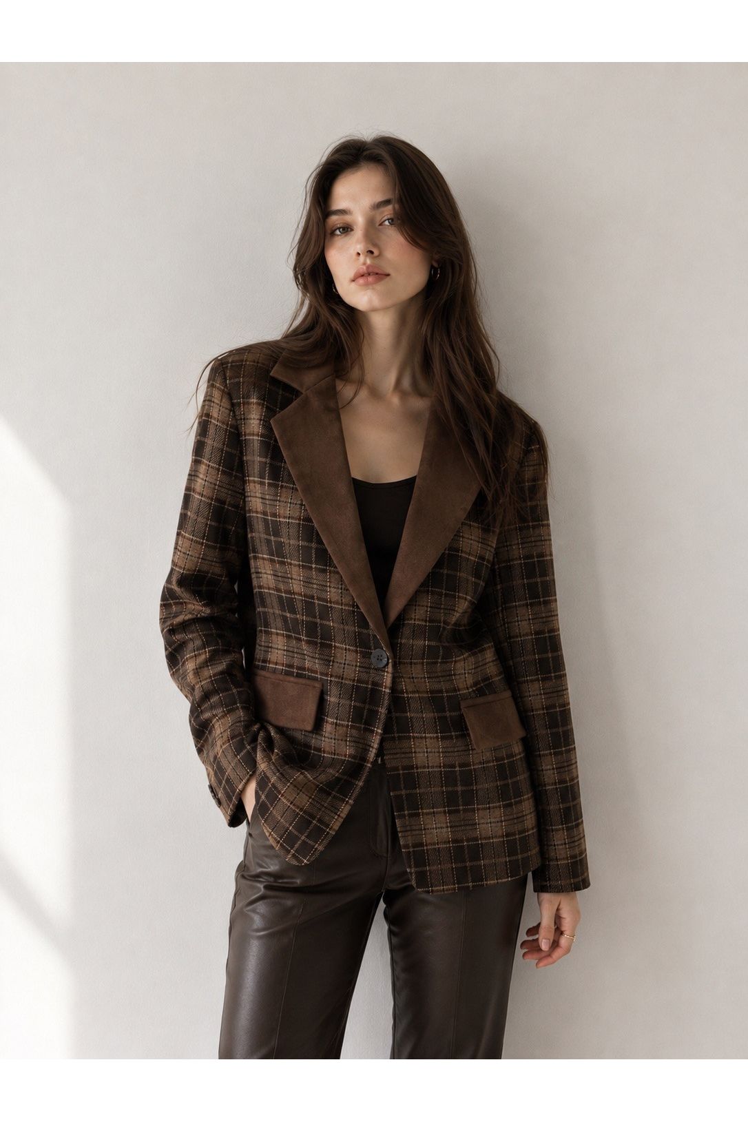 Geruite Blazer Bruin