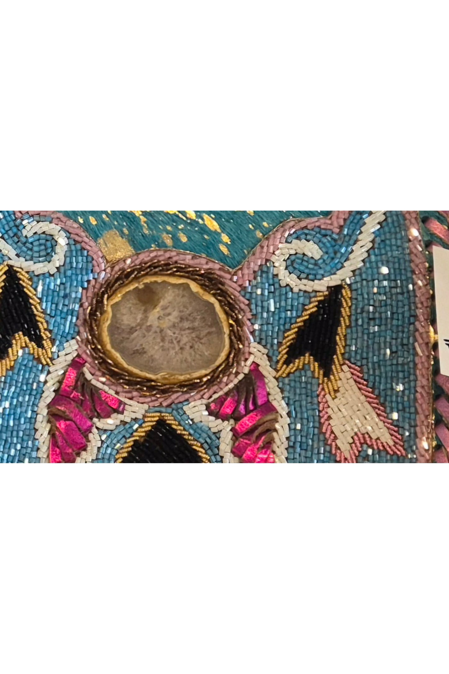 Boho lederen handtas turquoise met agaatsteen