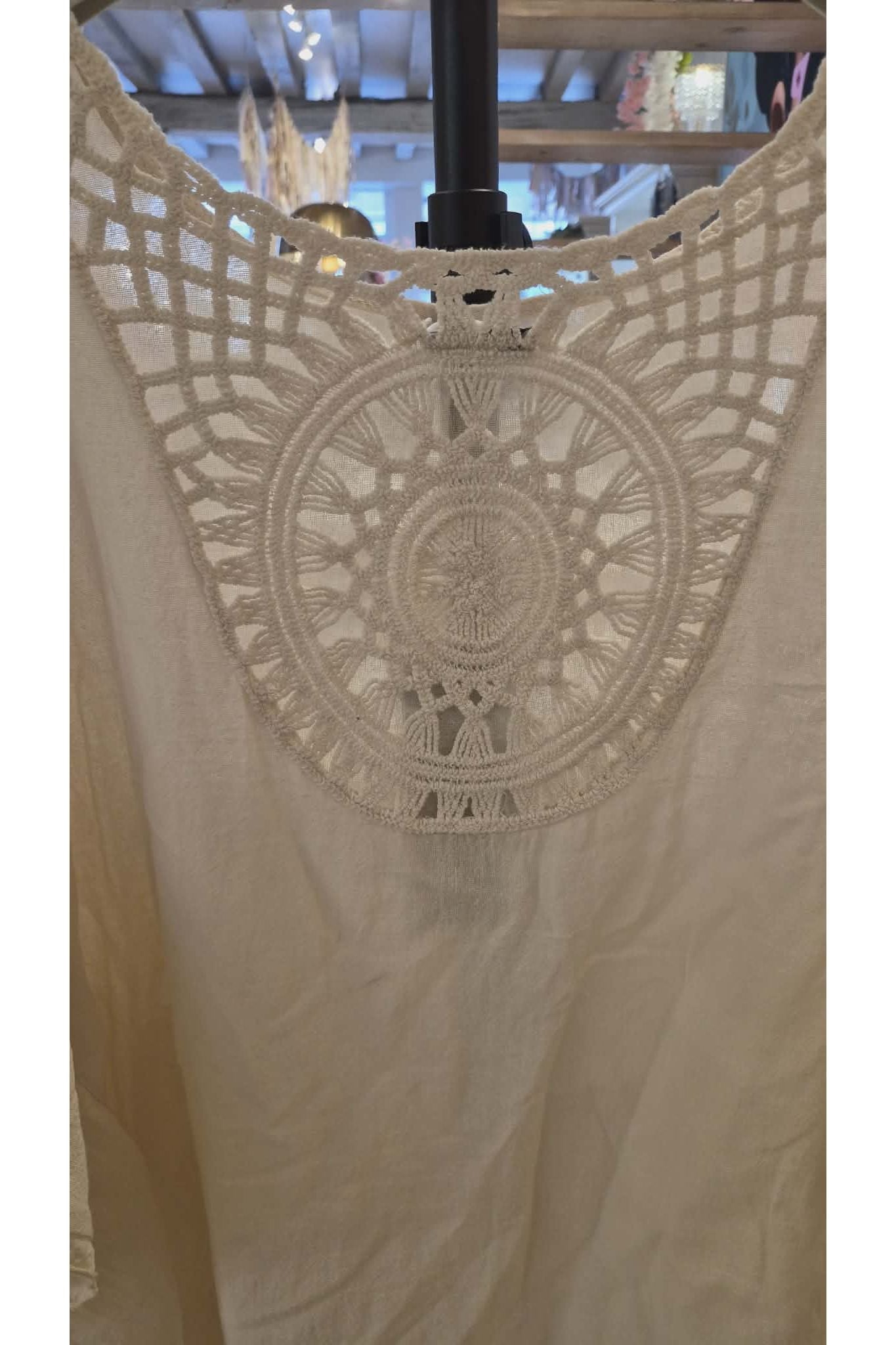 Luchtige katoenen tuniek met haakdetail beige