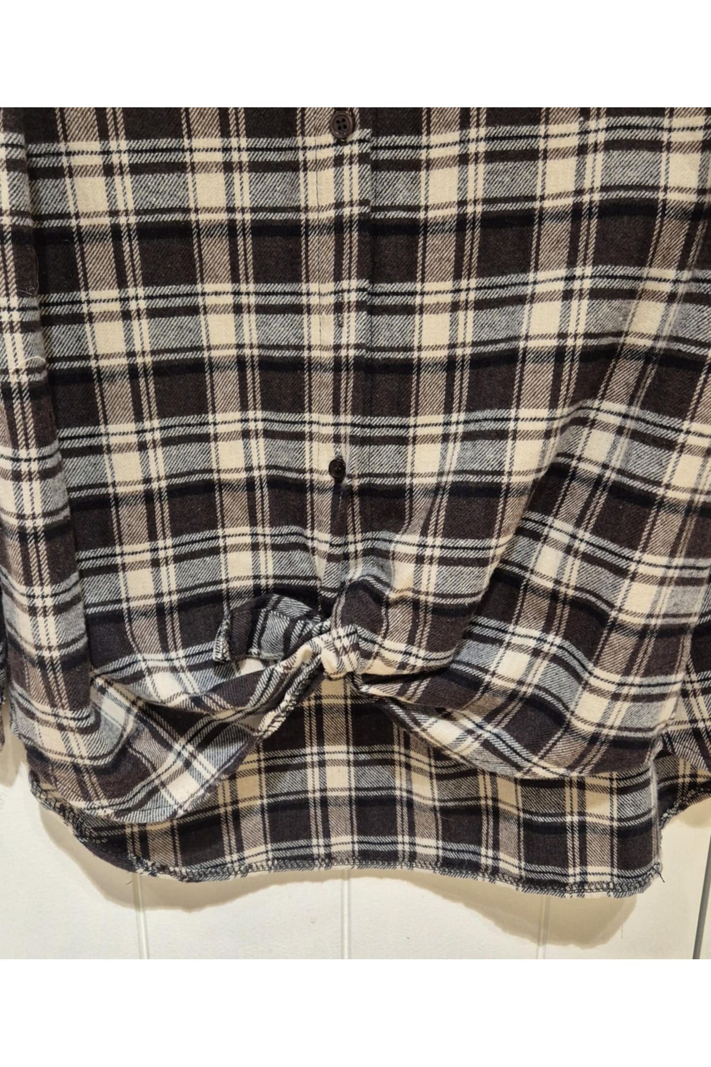 Flanellen hemd geruit bruin/ecru/zwart