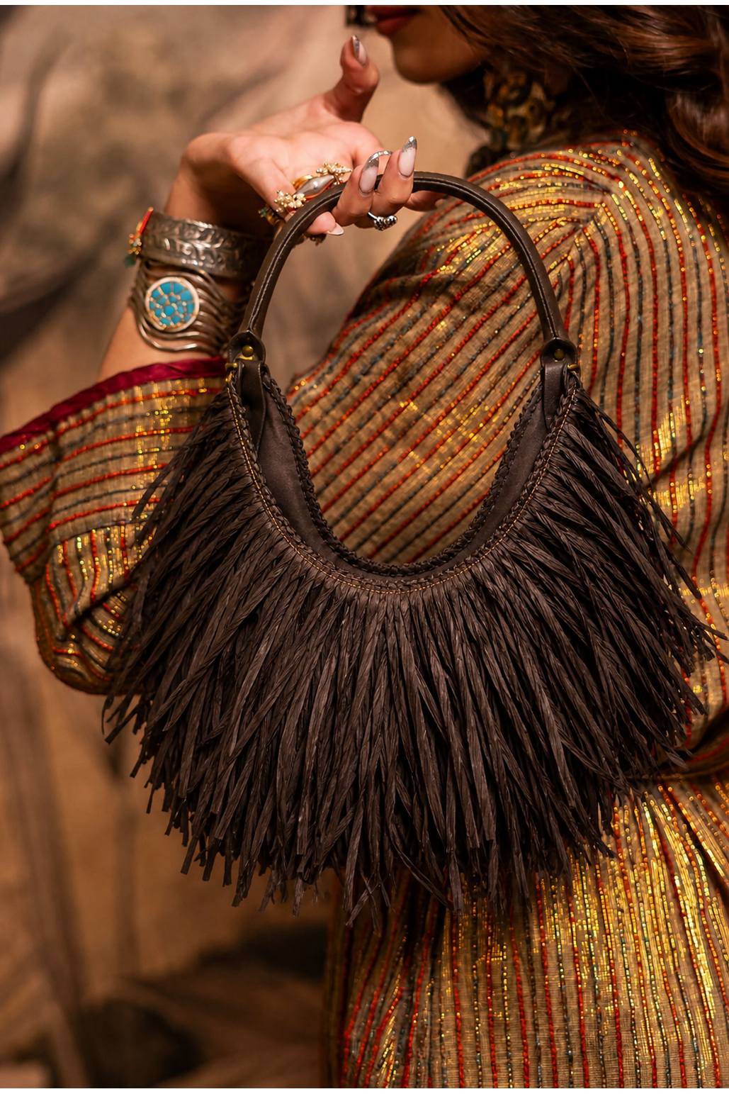 Boho Fringe Bag – Dark Brown