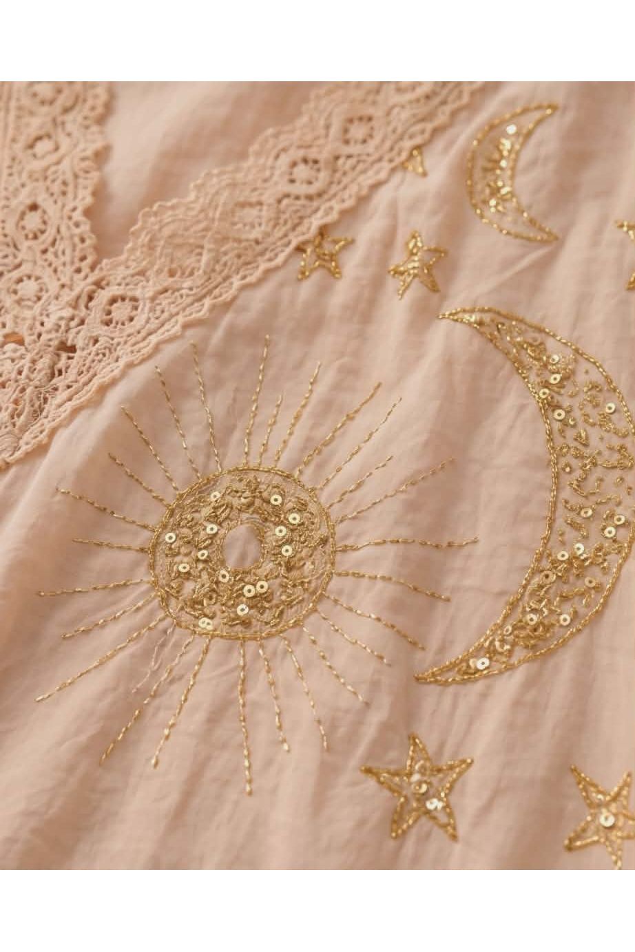 Korte boho jurk/tuniek met gouden details