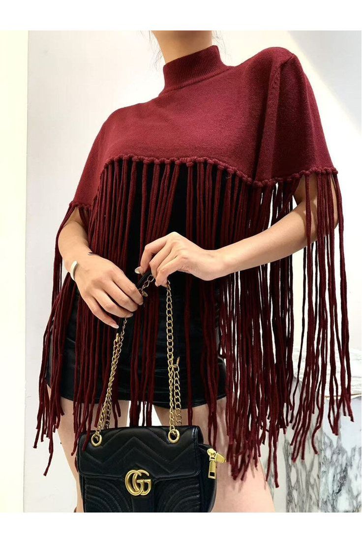 Poncho Pull Bordeaux