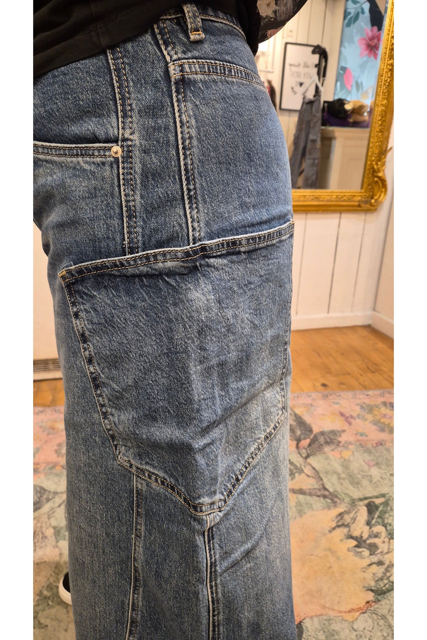 Barrel Jeans met Statement Zakken
