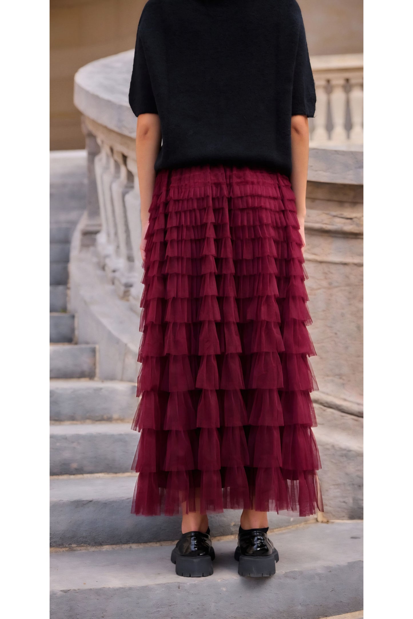 Tulle Ruffle Burgundy