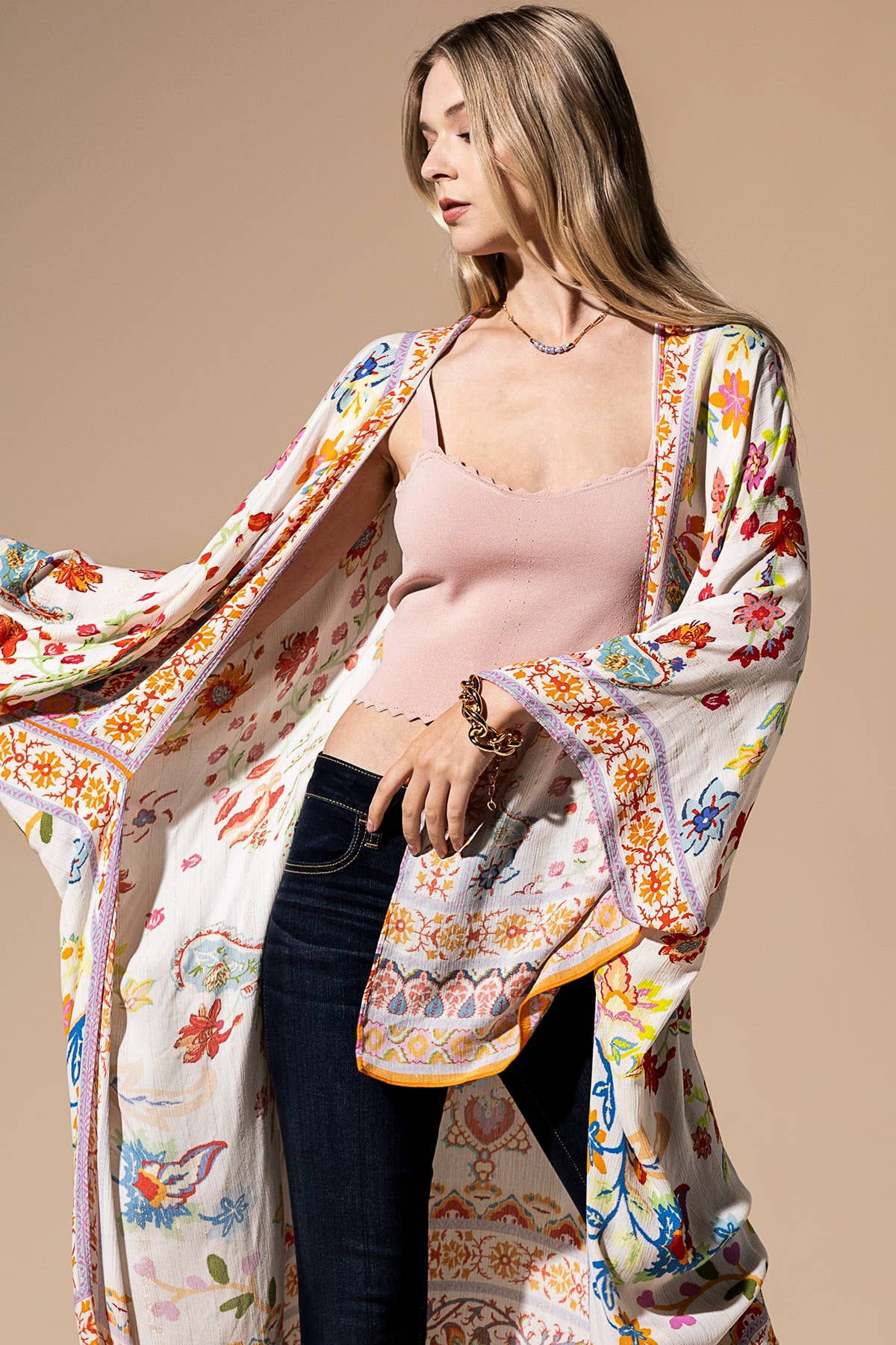 Delphi kimono met bloemenprint
