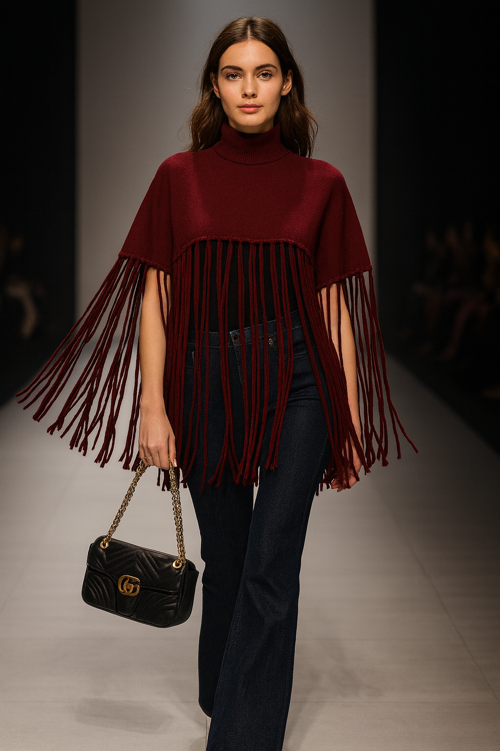 Poncho Pull Bordeaux