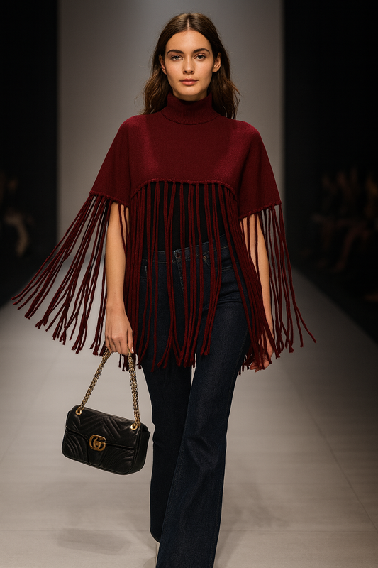 Poncho Pull Bordeaux