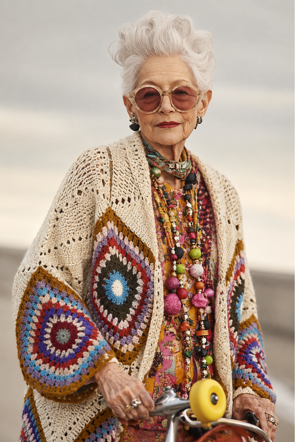Boho Crochet Gilet Ecru