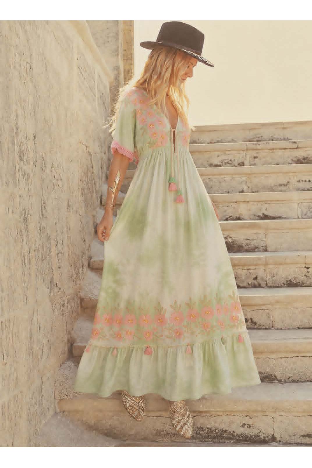Blooming boho dress groen