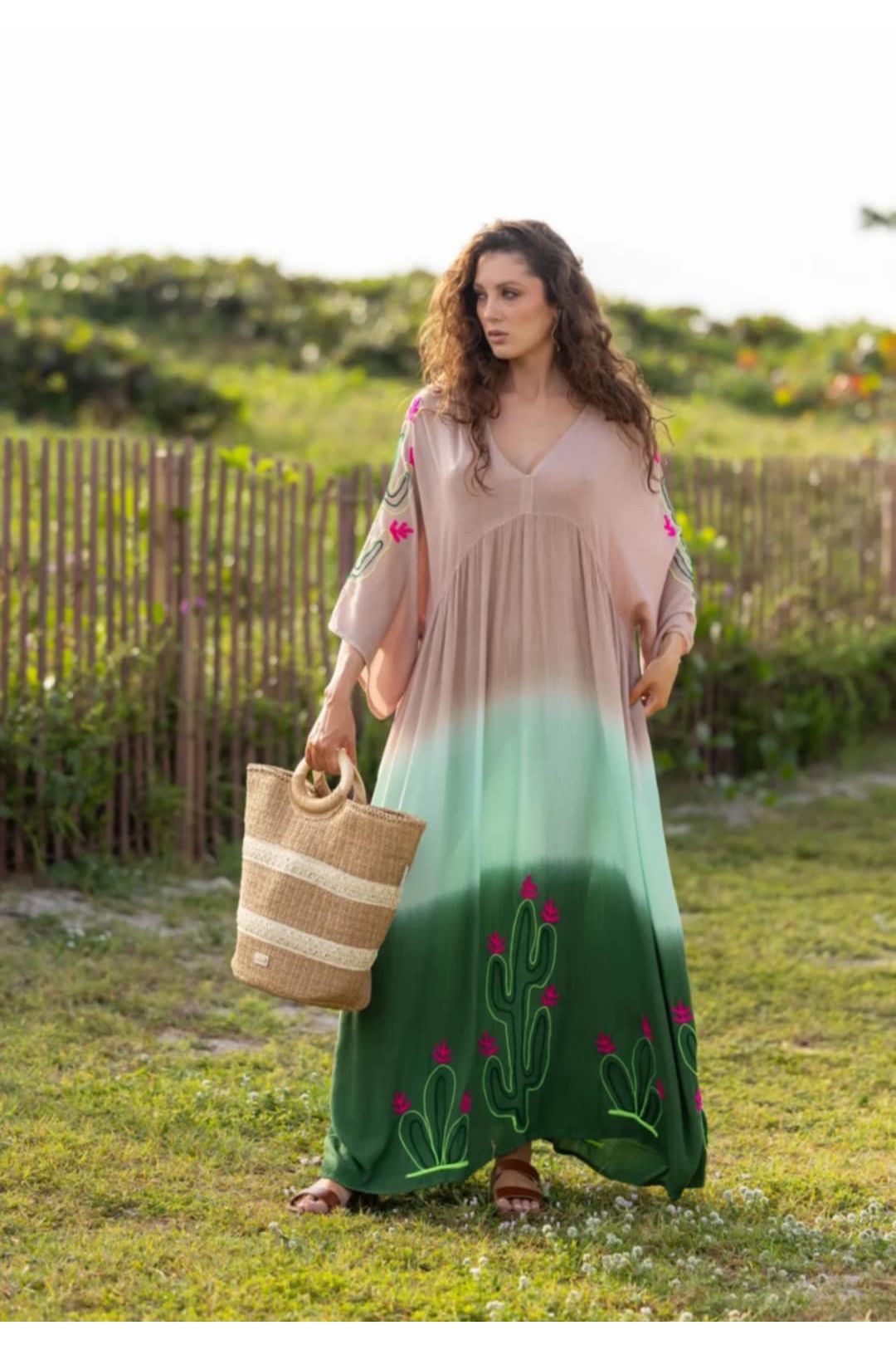 Boho Ombre Jurk met Borduursels