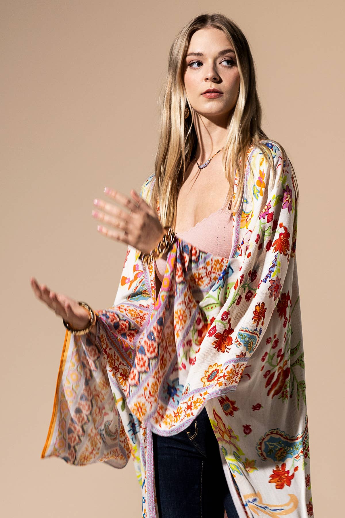 Delphi kimono met bloemenprint