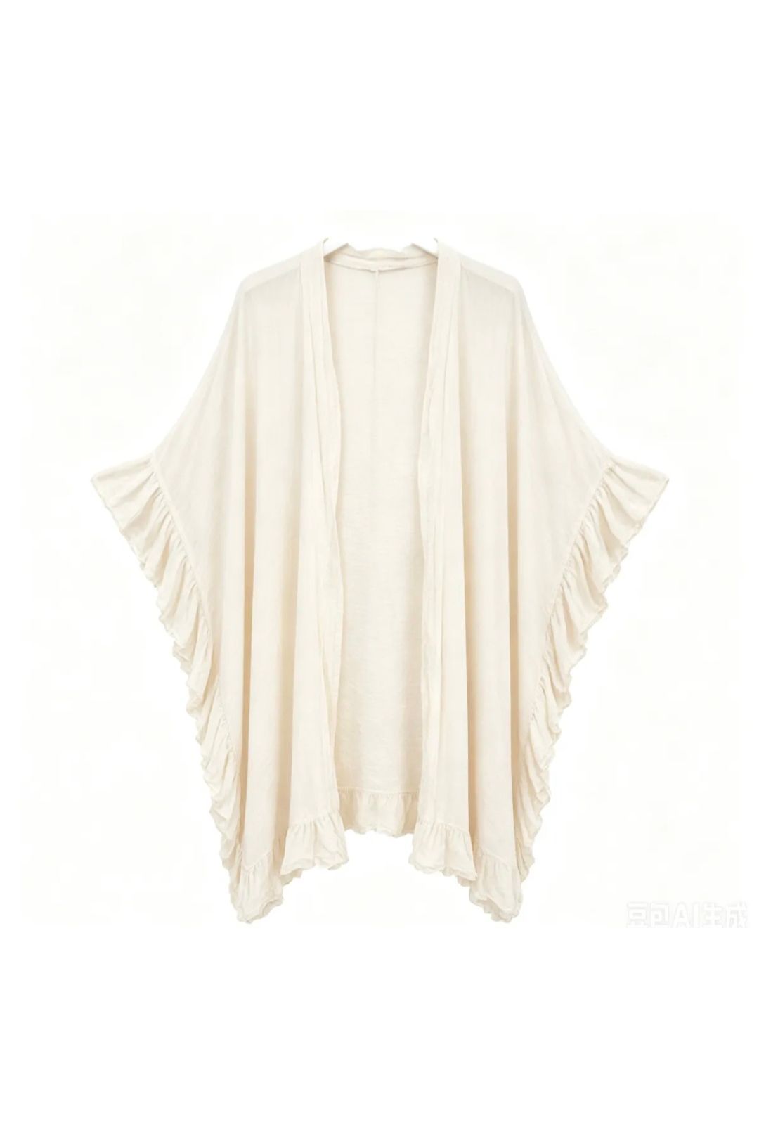 Lange Boho Kimono Ruffle Ecru