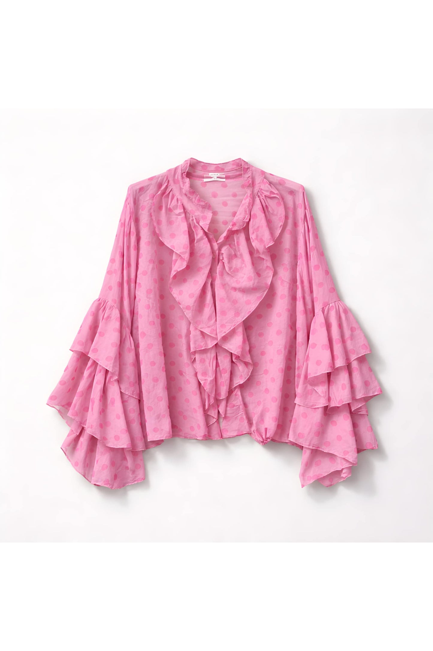 Polka dot jabot bloes fushia/roze