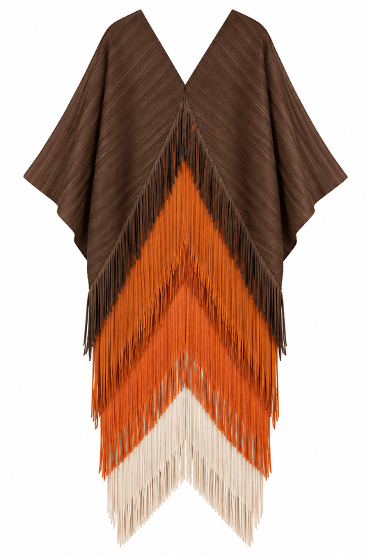 Fringe Statement Jurk Marron