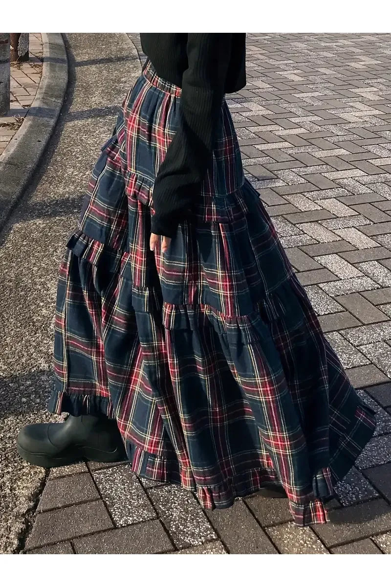 Geruite rok met stroken