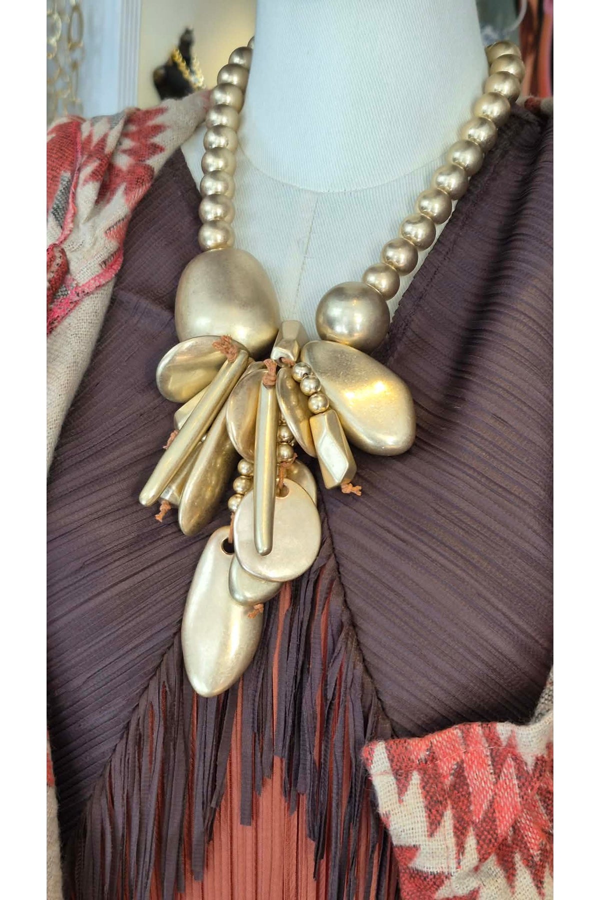 Fringe Statement Jurk Marron