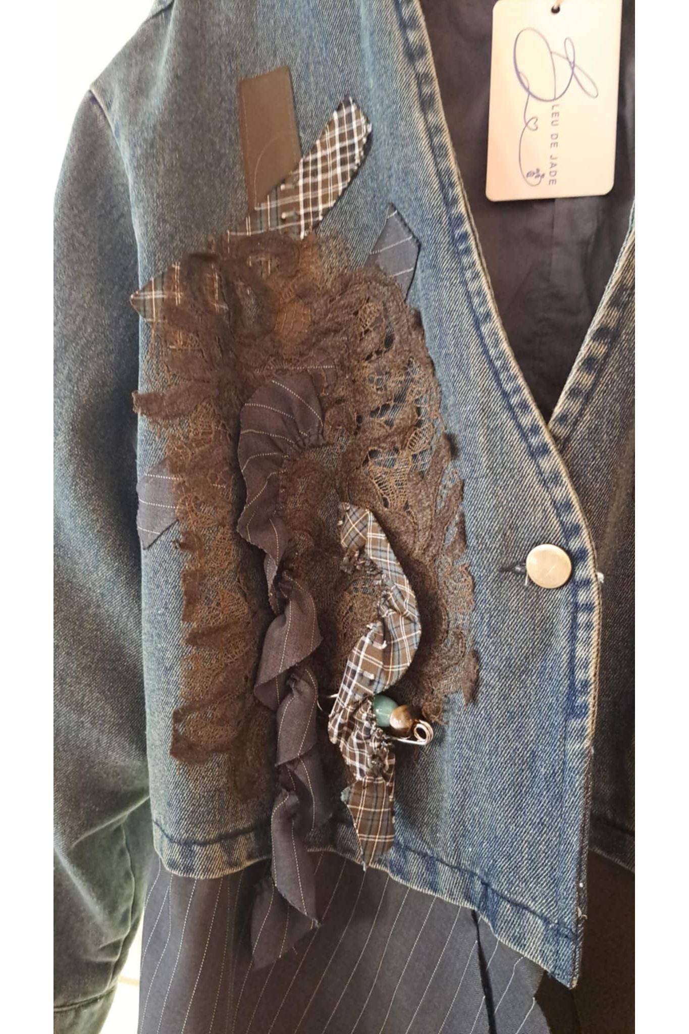 Denim mix jas "Art Patch"