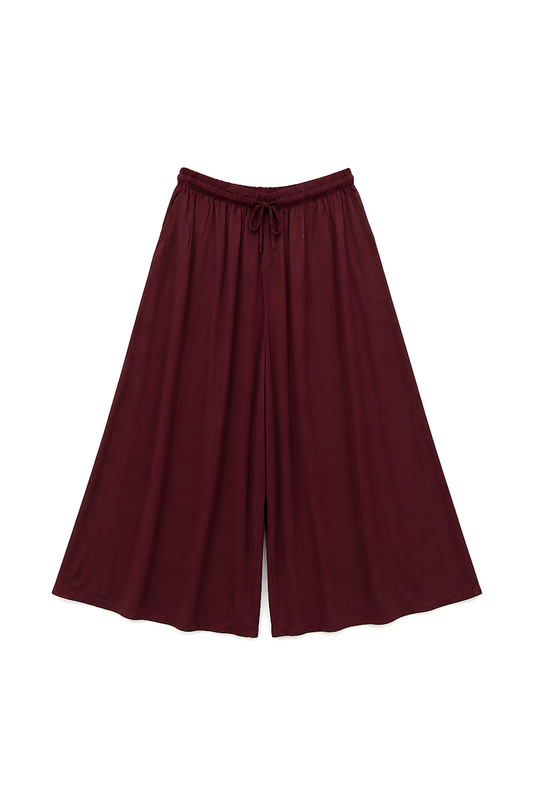 Satin Flow Wide Leg Broek Bordeaux