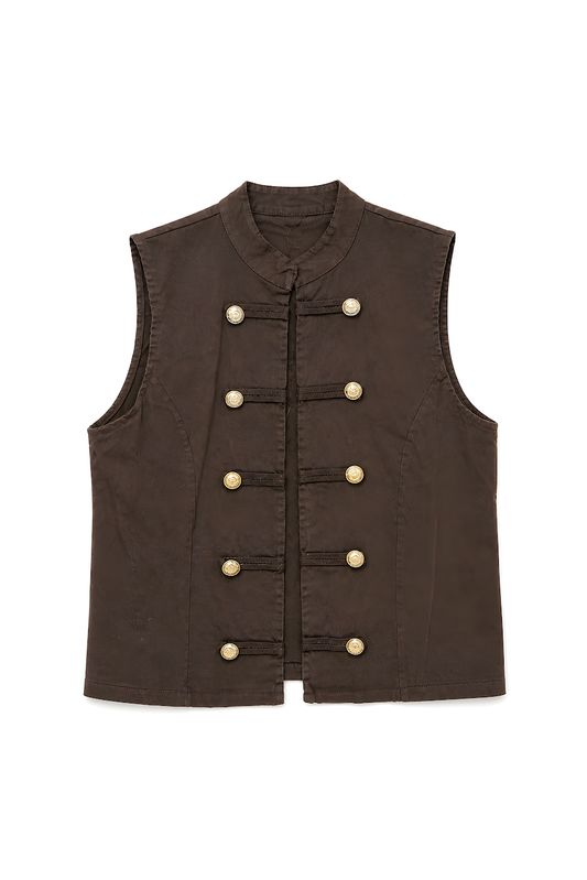 Military Chic Gilet Choco