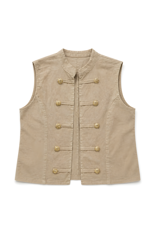 Military Chic Gilet Beige