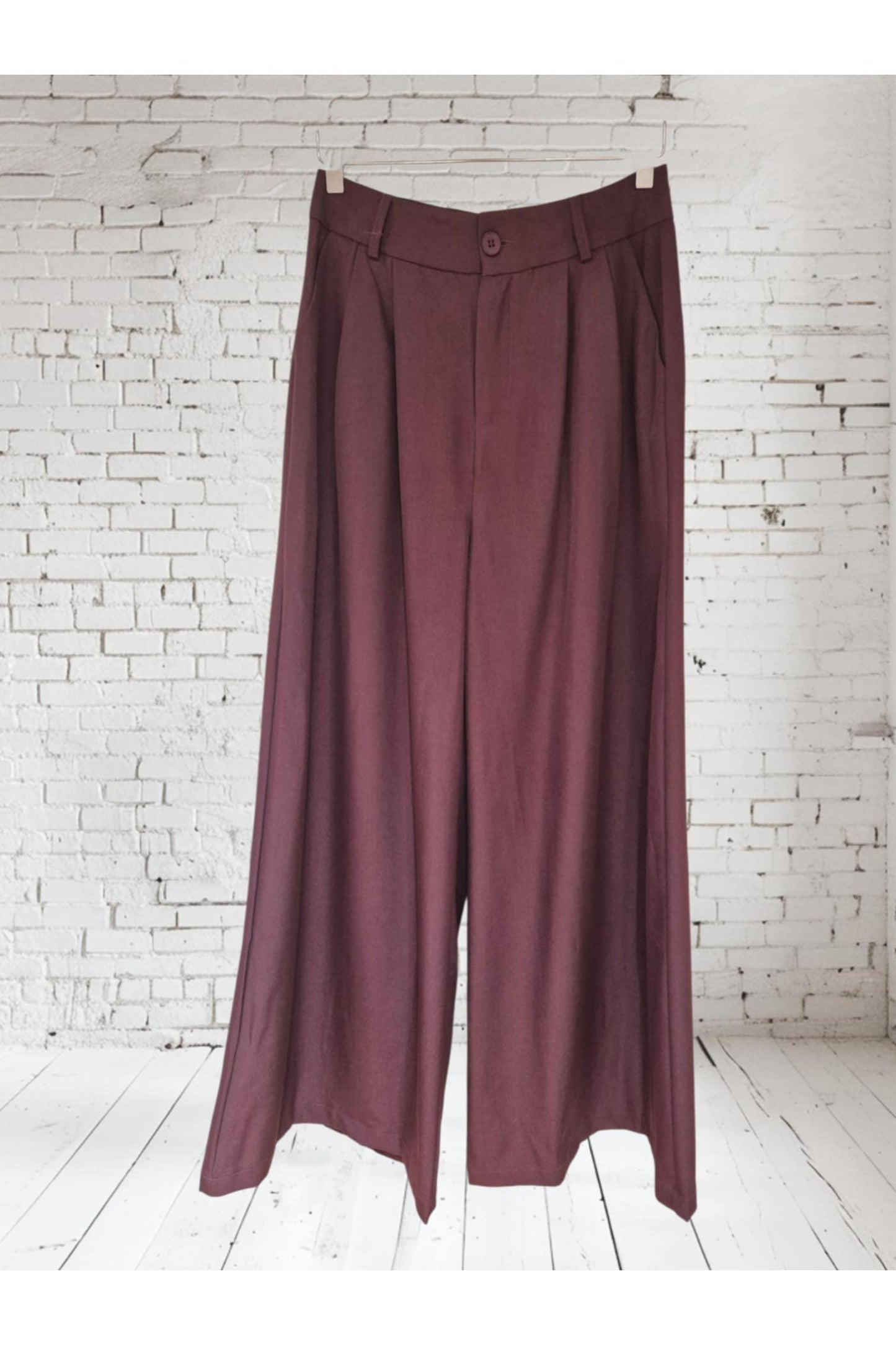 Wide Leg Broek-Burgundy