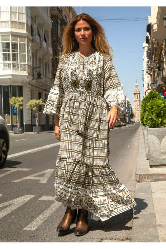 Bohemian Maxi Jurk Kaki