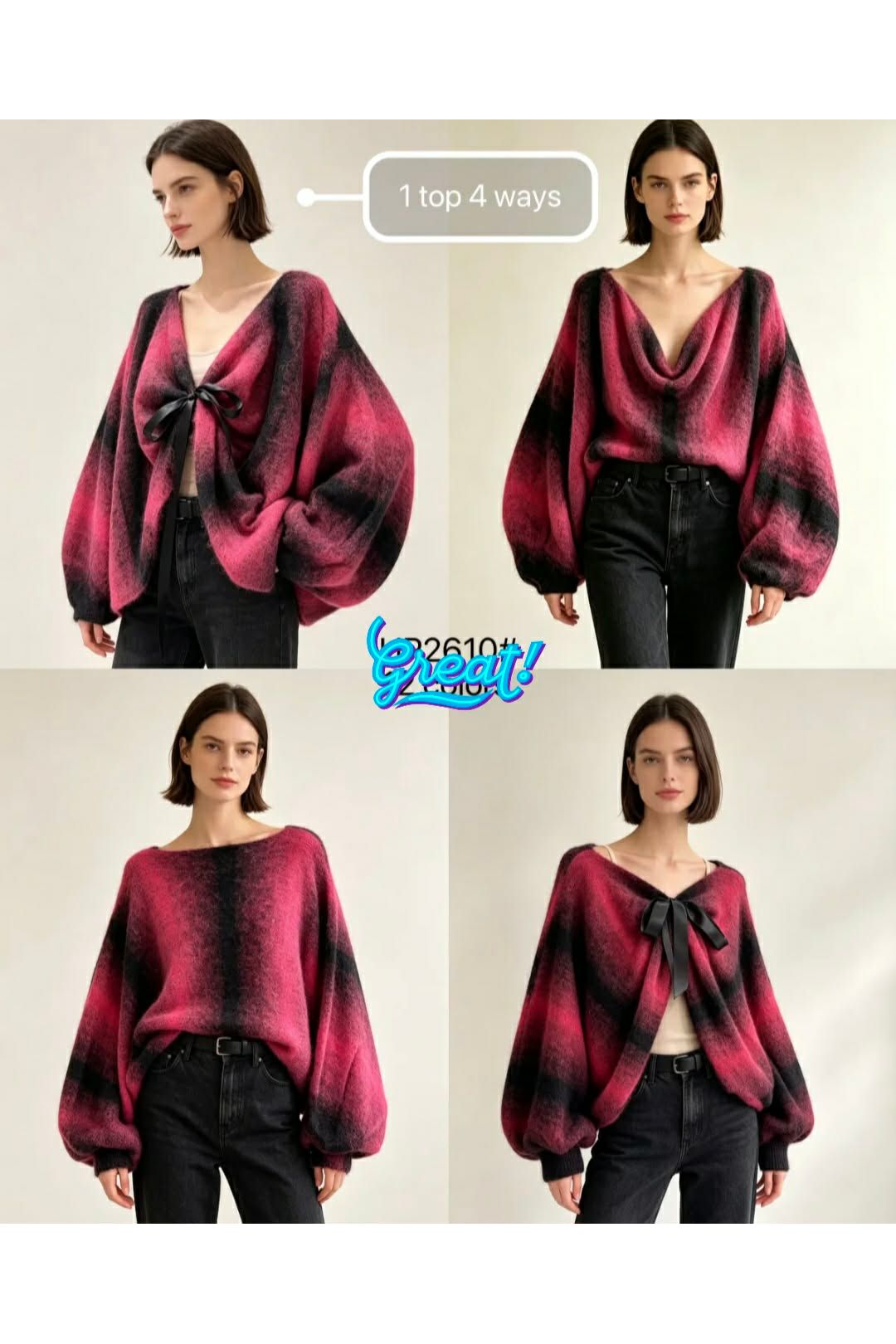 Bow & Drap Knit Bordeaux Red